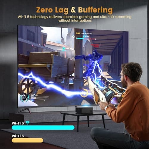 Projector with WiFi and Bluetooth, Native Full HD 1080P Bluetooth Mini Projector,8K Support,Video Projector for Home Theater, Compatible with Smartphone, HDMI, USB, AV, Fire Stick, PS5 - Thumbnail 6