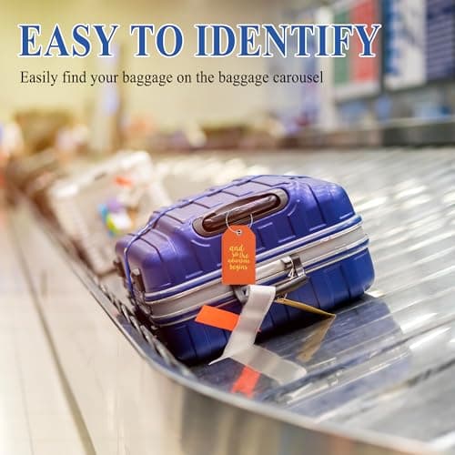 Luggage Tag & Initial Baggage Tags for Suitcases Leather Bag Tags for Backpacks Handbag School Instrument with Name ID Label Travel Essentials, Unique Fun Orange Personalized Luggage Tags 2 Pack - Thumbnail 2