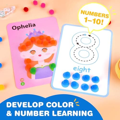 YPLUS Pom Poms Arts and Crafts Kit for Kids, Toddler Creativity Crafts Supplies - Preschool DIY Sensory Montessori Activities - Fine Motor Skills Toys for Kids, Boys and Girls Ages 3-5 4-6 4-8 - Thumbnail 4