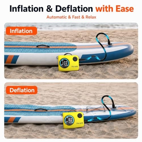Electric Paddle Board Pump,20 PSI Cordless Rechargeable High Pressure SUP Pump, Faster Dual-Stage Inflation & Deflation,Auto Shut-Off for SUP,Paddle Boards, Surfing Kite, Tent, Boat - Thumbnail 4