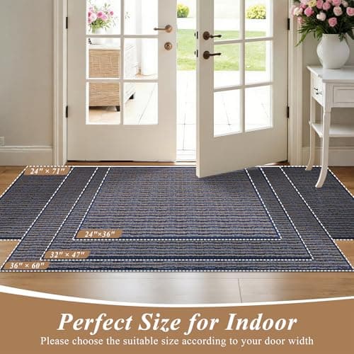 Ileading Indoor Door Mat 32"x47" Non-Slip Washable, Super Absorbent Stain Resistant Pet Friendly Muddy Paws Welcome Mat, Entryway Mat for Front Door Mudroom Garage (Blue) - Thumbnail 2
