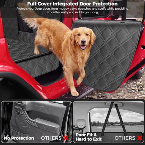 DIAMOOKY for Jeep Hard Bottom Back Seat Extender for Dogs: for Jeep Wrangler JK JL 2011-2026 & Gladiator JT 2020-2026 4-Door Waterproof 420 lbs Dog Car Seat Cover Dog Hammock W/Door & Seat Protection - Thumbnail 3