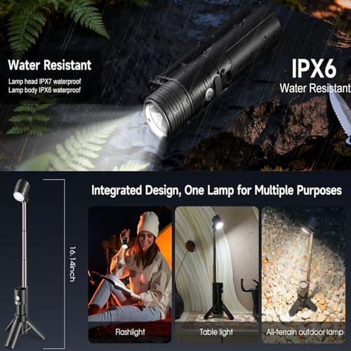 AsFrost Flashlight Camping Lights 2in-1, 180°Flip Dual Lamp 8-Mode LED Bright Weird Cool Unique Flash Light Camp Lantern Waterproof 4500mAh Type-C for Outdoor Home Emergency, Gift for Teen Men Women - Thumbnail 2