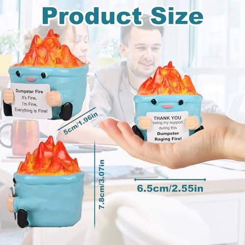 TTDOM Dumpster Fire Desk Accessories New Job Gifts for Coworker Boss Gifts for Women Social Worker Appreciation Gifts Dumpster Fire Cute Office Decor - Thumbnail 3
