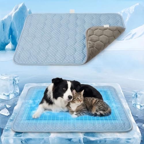 Lesguyor Dog Cooling Mat Q-MAX>0.5 Self-Cooling Mat for Dogs Crate Pad for Dogr, 2-in-1 Long-Lasting Cool Mats and Soft Kennel Pad for Dogs, Easy Washable Mat for Bed Crate Car