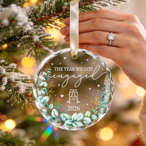 Engagement Gifts for Couples - Crystal Glass 2026 Engagement Ornament, Newly Engaged Gifts for Women, Her - Bride to Be Gift, Fiance Gifts - Engaged Christmas Party Decorations - Thumbnail 4