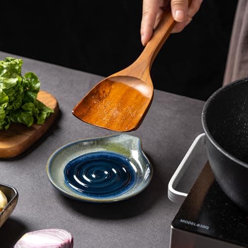 Large Spoon Rest for Stove Top, 6" Ceramic Spoon Holder for Kitchen Countertop, Coffee Spoon Rest, Cooking Spatula Holder for Spoons, Ladles or Tongs, Gift Green（No spoon included） - Thumbnail 6