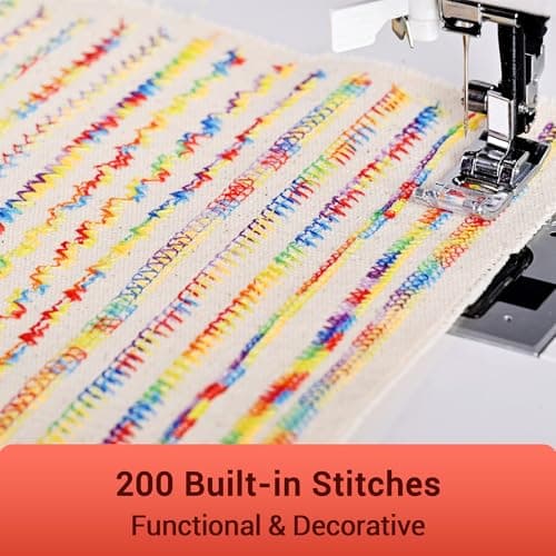 Poolin EOC02 Sewing Machine,Computerized Full Featured Machine Sewing with 200 Stitches,7 Feet,LCD Display,Wide Table,Sewing Machine for Beginners,(EOC2720) - Thumbnail 2