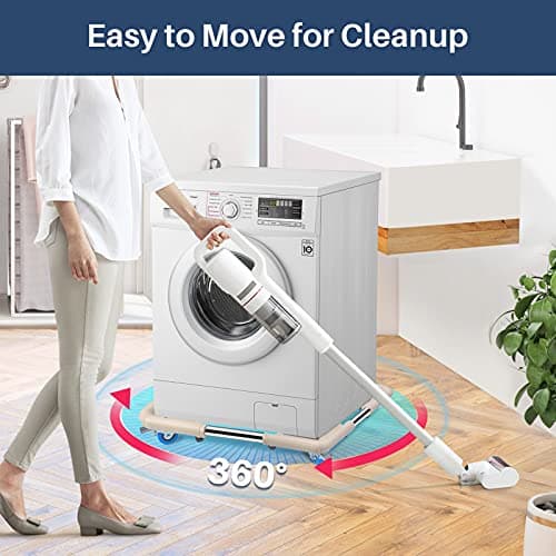SPACECARE Mini Fridge Stand Mobile Roller, Adjustable Furniture Dolly with 4 Locking Wheels, Heavy Duty Washing Machine Base, Universal Appliance Pedestal for Dryer and Refrigerator- Off White - Thumbnail 5