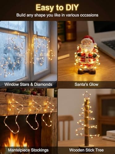 LightSeek Valentine Fairy Lights Battery Operated, 6FT Twinkling String Lights with 20 LED Mini Battery Powered Christmas Lights for Indoor, Bedroom, Garden, Party, Girl Friend, DIY Crafts, 4 Pack - Thumbnail 3