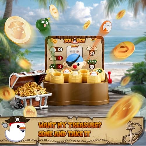 UNEEDE Pirate Bounce and Catch Game, Pop Up Pirate Toy with Shark, Bomb, and Poop Launchers, Interactive Board Game for Kids with Reward System, Perfect for Boys & Girls - Thumbnail 6