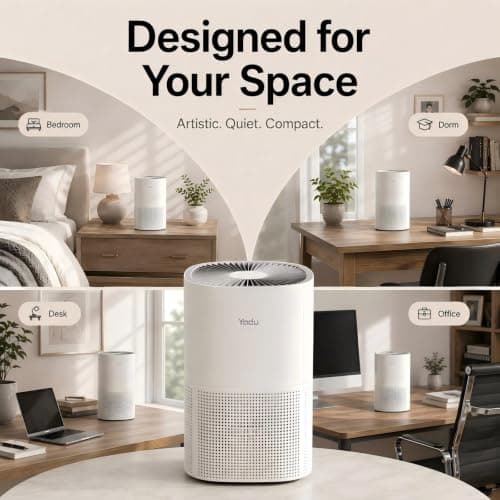 YADU True H13 HEPA Air Purifier for Bedroom, Small Quiet Air Purifier for Home with 360° Surround Intake, Smart APP Control, 200 sq.ft, 3-Stage Filtration System - Thumbnail 5