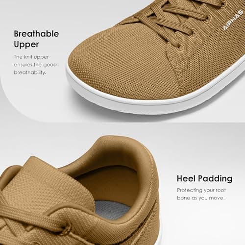 AIRHAS Mens Barefoot Shoes Lightweight Walking Shoes Wide Toe Box Flexible Zero Drop Sneakers for Men Summer Minimalist Casual Shoes(Khaki,11.0) - Thumbnail 6