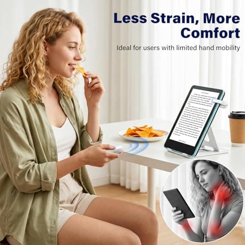 DATAFY [Case-Friendly] Page Turner for Kindle Paperwhite Oasis Kobo eReaders, Camera Camcorder Remote Controls, Page Turner Clicker for ipad Tablets Reading Novels with Wrist Strap Storage Bag - Thumbnail 4