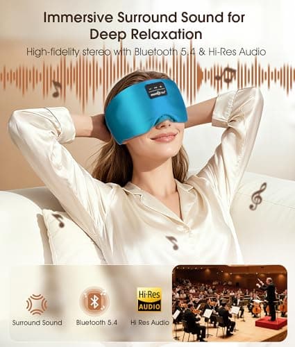 MUSICOZY 3D Silk Bluetooth Sleep Mask Headphones, Mulberry Silk Eye Mask with Ultra-Thin Wireless Speakers, Bluetooth 5.4 Sleeping Headphones for Side Sleepers, Music Sleep Mask Gifts for Men Women - Thumbnail 4