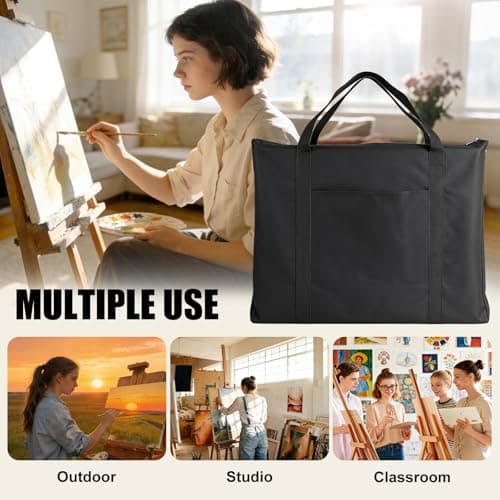 Ostlttyn Art Portfolio Case, Waterproof 18x24 Inch Large Art Portfolio Bag with Shoulder Strap for Artwork, Poster, Sketching, and Drawing, Black - Thumbnail 6