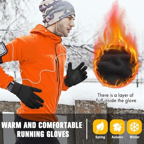 GXCROR Running Gloves Touchscreen Anti-Slip Gloves Lightweight Fleece Sports Gloves Warm Windproof Winter Glove Liner for Men and Women Outdoor - Thumbnail 2