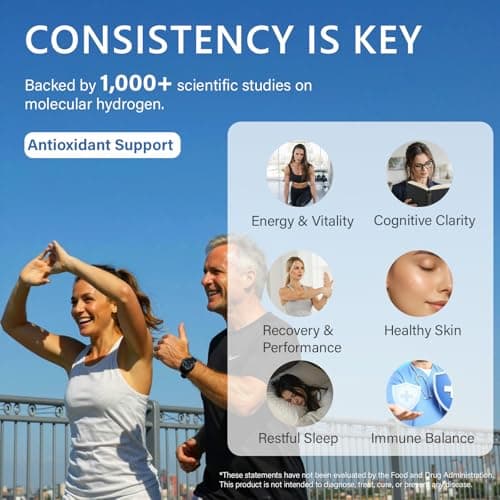 Molecular Hydrogen (H2) Tablets with Magnesium – 12 PPM Hydrogen Water Tablet for Drinking Water, Antioxidant-Rich, Supports Cellular Health, Recovery & Cognitive Function – Unflavored, 60 Tablets - Thumbnail 5