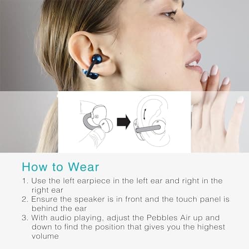 MEE audio Pebbles Air Open Ear True Wireless Earbuds - Bluetooth 5.3 Lightweight Earclip Headphones with Headset Microphone & Call Noise Reduction for Gym/Workouts/Sports and Gaming (Sapphire/Blue) - Thumbnail 4