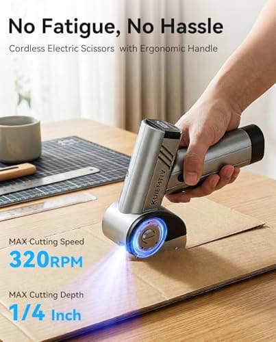 4.2V Cardboard Cutter Electric, 320RPM Cutting Speed Ergonomic Box Cutter Electric with 3 Blades & Storage Bag, LED Display Electric Box Cutter for Cardboard, Carpet, Rope, and Blister Package - Thumbnail 4