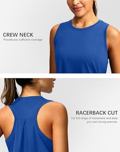 Women's Workout Tops Racerback Athletic Tank Tops Sleeveless Loose Fit Yoga Running Gym Shirts for Women(Royal Blue,XS) - Thumbnail 5