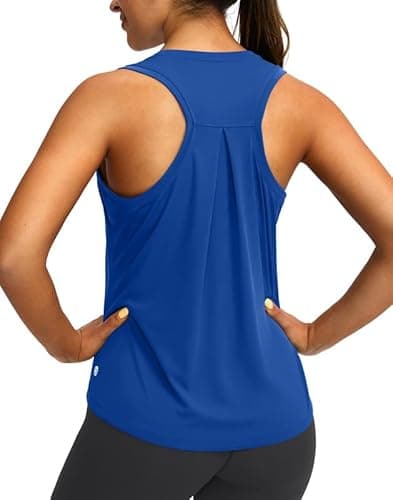 Women's Workout Tops Racerback Athletic Tank Tops Sleeveless Loose Fit Yoga Running Gym Shirts for Women(Royal Blue,XS) - Image 1