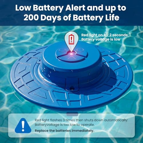 Pool Alarm for Inground & Above Ground Pools, Adjustable Sensitivity 85dB+ Loud Alerts, Weatherproof Floating Pool Safety Alarms for Pets (Blue) - Thumbnail 5
