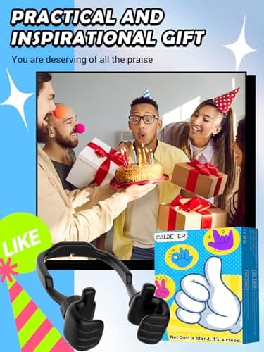 Gifts for Teens Boys Girls Adults Cell Phone Stand: UPGRADE Adjustable Thumbs Up Lazy Phone Holder for Desk Cool Gadgets for Men Women Adults Husband Wife Dad Him Fun Stocking Stuffers Birthday Gift - Thumbnail 3