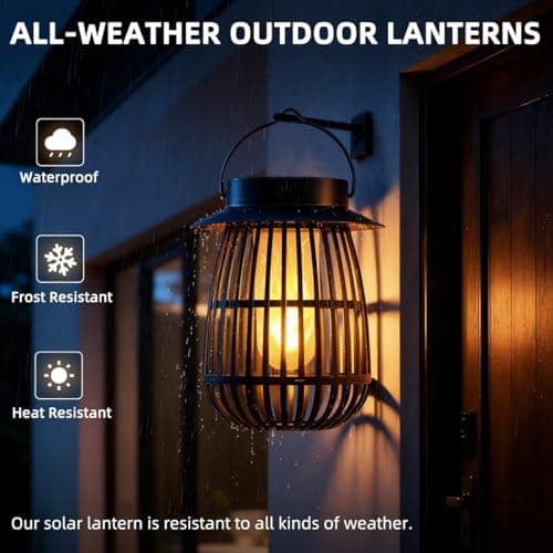 2026 Gen2 Flame Solar Lantern Outdoor Lights, 4Pack Hanging Lantern Decorative with Flickering Flame, Solar Powered Lanterns for Outdoor Decorations - Thumbnail 3