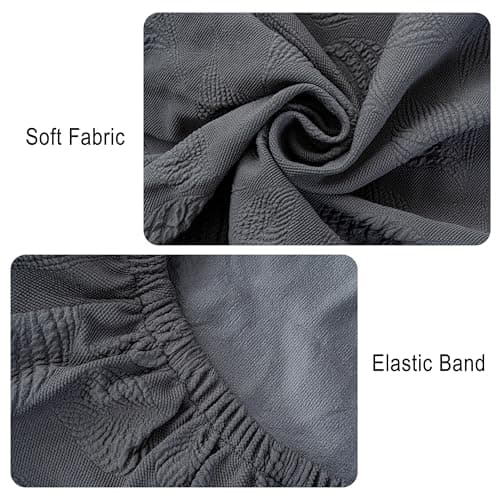 Genina Waterproof Dining Chair Covers Set of 6,Stretch Dining Room Chair Slipcovers with Leaf Jacquard,Removable Kitchen Chair Protector for Home,Restaurant,Banquet-Dark Grey - Thumbnail 3
