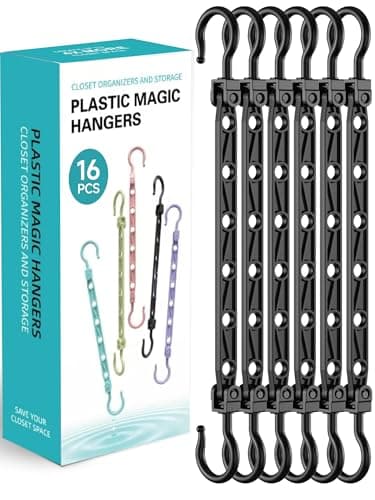 Space Saving Hangers for 96 Clothes, Reinforced Collapsible Hangers with 360° Swivel Hook, Hanger Hooks Space Saver for Closet Organizers and Storage, Dorm Room Essentials, Fully Assembled, Black
