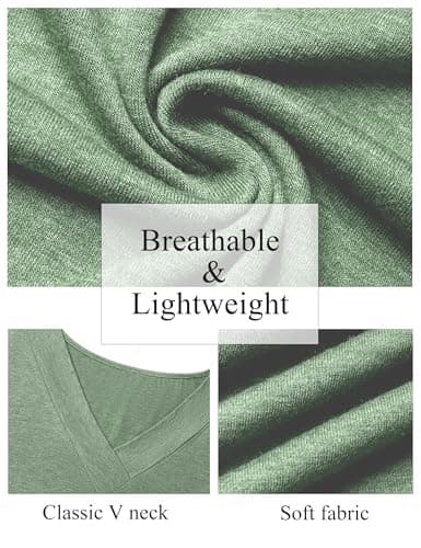 GKBK Womens Short Sleeve T Shirts V Neck Loose Fit Shirts Summer Casual Basic Tee Tops LightGreen S - Thumbnail 6
