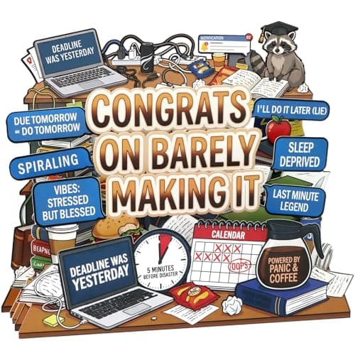 D4DREAM Funny College Graduation Card - MeMe Congrats on Barely Making It, Last Minute Legend, Raccoon, Powered by Panic & Coffee, 5-Layer Pop Up Graduation Card for High School College Graduates