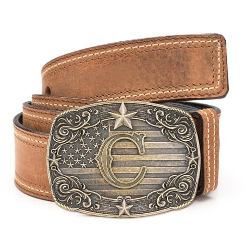 Absbolo Western Belt Buckle Men Initial Letter ABCDJRM to Z Rodeo Cowboy Belt Buckles for Women C - Thumbnail 3