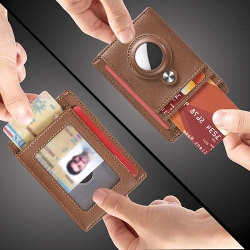 Hawanik Slim Minimalist Front Pocket Air Tag Wallet, RFID Blocking Card Holder Wallet with Airtag Holder - Thumbnail 2