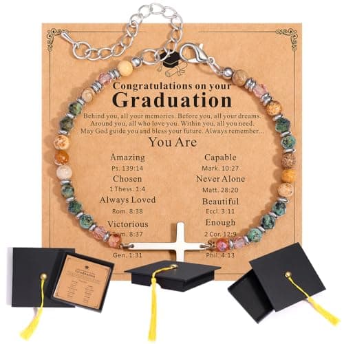 Boiveco Graduation Gifts 2026 for Her Him, Class of 2026 Graduation Cross Bracelets with Unique Cap Gift Box, Inspirational Keepsake for Women Men Middle High School University College Graduates - Thumbnail 2