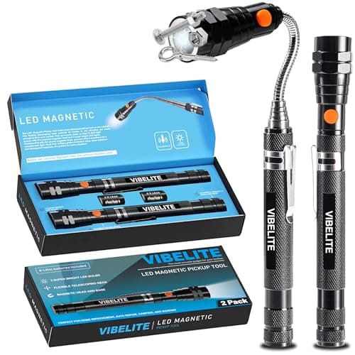 Extendable Magnetic Flashlight with Telescoping Magnet Pickup Tool-Cool Gadget, Fathers Day Dad Gifts, Birthday Gifts for Men, Dad, Husband, Him, Father, Mechanic, Boyfriend, Women, Black, 2 Pack - Image 1