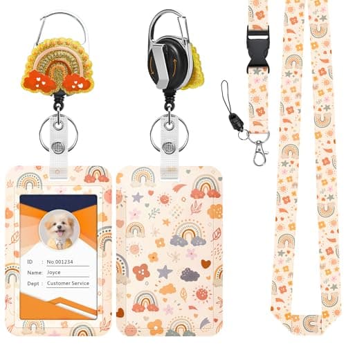 JroyJoy ID Badge Holder with Lanyard & Heavy-Duty Retractable Reel – Bohemian Design, Infused with Nature & Freedom, School ID Badge, Name Card, Work ID for Nurses, Teachers, Students, Workers