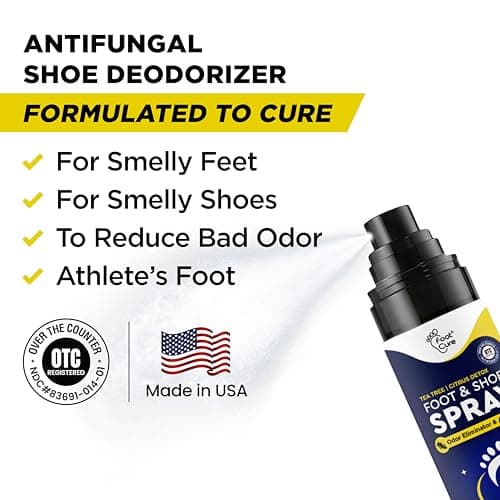 Foot Cure Shoe Deodorizer Spray - Tea Tree & Citrus Shoe Deodorizer for Smelly Feet, Athletes Foot Spray Odor Eliminator and Sweat Control | Removes, Controls & Prevents Odors - 120ml Made in USA - Thumbnail 2