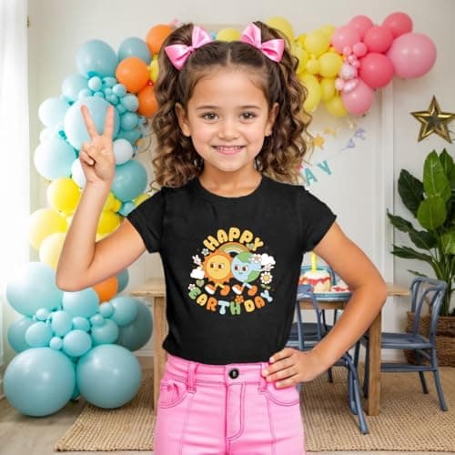 Earth Day Shirt Boys Girls Save The Planet 2025 Toddler T-Shirt Happy Earth Day Kids Cute Planet T-Shirt Top Black - Thumbnail 2