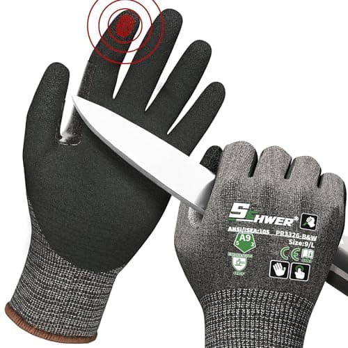 Schwer ProGuard High Level Cut Resistant Work Gloves for Extreme Protection, ANSI A9 Cut Gloves with Reinforced Thumb, Non Slip, Breathable, Durable, Touch-screen, Black 1 Pair（L 3326 - Image 1