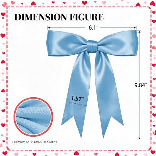2 Strings Blue Bow Garland Banner, Pre-Strung Ribbon Bows Decorations for Birthday Party, Baby Girl Shower, Bridal Shower, Bachelorette Party, Girls Room, Wedding Decor, Christmas Tree Decorations - Thumbnail 3