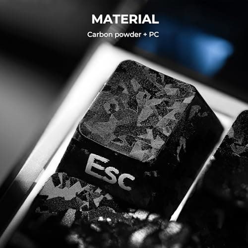 XVX Black Keycaps, Forged Carbon-Look Cherry Profile Keycap Set, 119-Key Keyboard Keycaps Compatibility with ANSI Layout MX Switches Mechanical Keyboard - Thumbnail 2