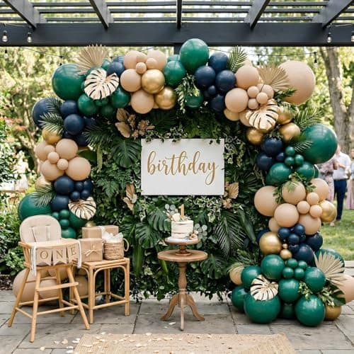 Double Stuffed Navy Blue and Dark Green Balloon Arch Garland Kit - Thumbnail 2