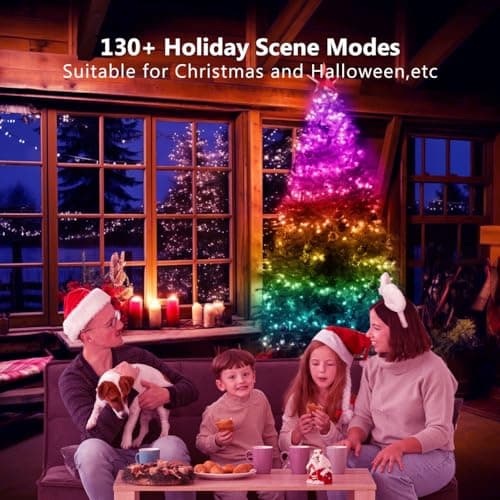 dalattin Led Christmas Lights 65.6ft, Smart IIC RGB Fairy Lights 200 LEDs, IP65 Waterproof, APP Supports Music Sync, Christmas Decorations, Indoor and Outdoor Fairy Lights with App and Remote Control - Thumbnail 2