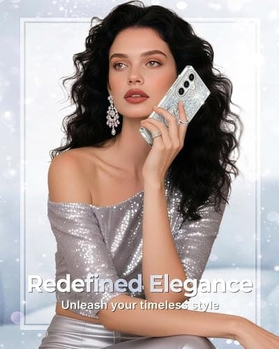 XYZ for Galaxy S26 Plus Case, Glitter Bling Phone Cover with 2-Ring Heart Stand & Lanyard, Women Girls Luxury Rhinestone Shockproof Protective Case para Samsung S26 Plus, Silver - Thumbnail 6