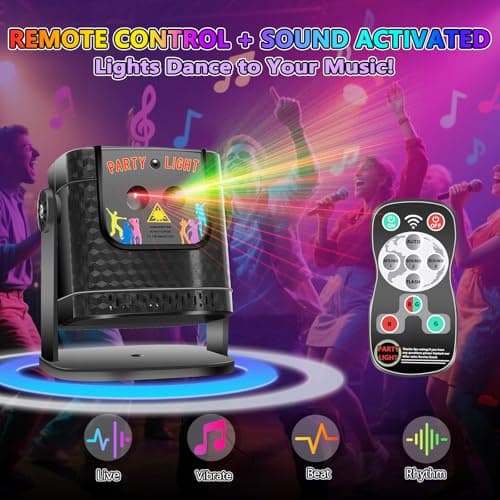 Party Light - Mini DJ Light Sound Activated Portable Disco Ball Strobe Light for Home Room Kids Adults Birthday Wedding - Thumbnail 2