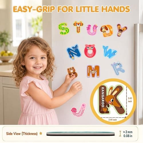 Magnetic Letters, 26 Uppercase Alphabet Magnets Fridge Magnets for Toddlers & Kids ABC Magnets for Fridge & Whiteboard, Letter Recognition & Early Spelling Learning Toys - Thumbnail 4