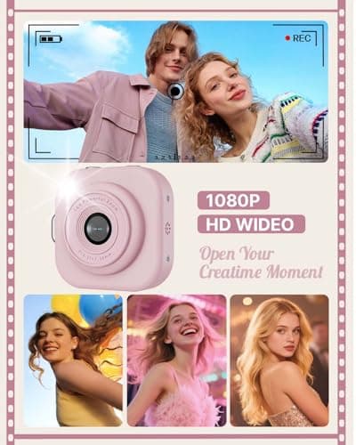 W & O Mini Keychain Digital Camera,1080p Mini Camera Charms with 32GB Card,Small Cameras for Photography with Long Battery Life,Pocket-Size Keychain Camera with Chain for Vlog, Party,Travel (Pink) - Thumbnail 6