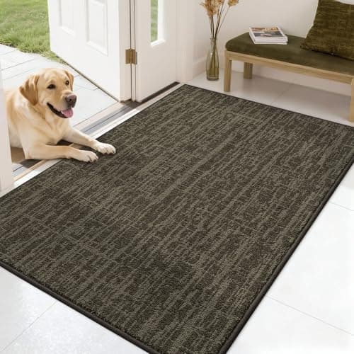 COSY HOMEER-Dirt-Trapper-Door-Mat 32"x48" Non-Slip Entryway Rugs,Washable Welcome Mat,Absorbent Entrance Mats,Low Pile Dog Door Mats for Front Back Doomats and Wet Shoes,Brown - Image 1